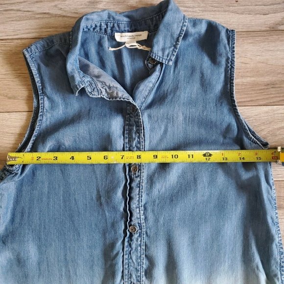 Beach Lunch Lounge Womens Top Size XS Ombre Denim Sleeveless Shirt Button Up - Picture 7 of 12
